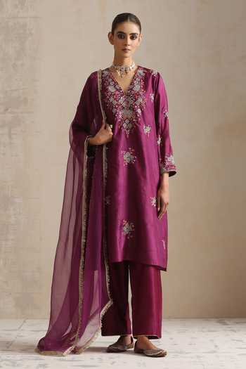 Shikha Mehta Aline Kurta Set With Bloom Embroidery 