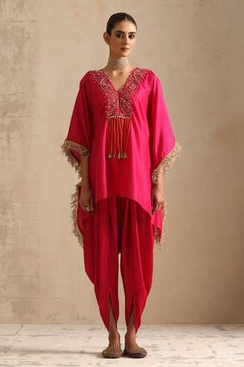 Shikha Mehta Rani Bloom Embroidered Kaftan & Dhoti Pant 