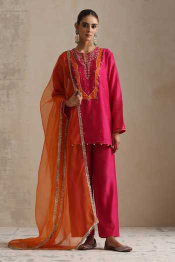 Shikha Mehta Ditsy Bloom Embroidered Kurta Pant Set 