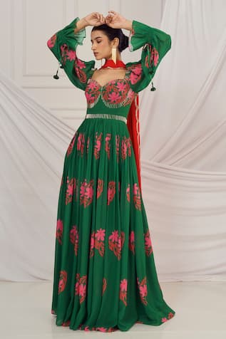 Harshita Singhvi Floral Heart Print Anarkali With Dupatta 