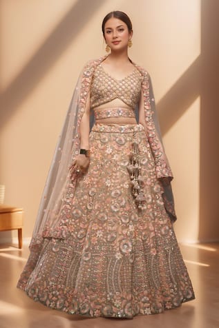 Samyukta Singhania Zari Floral Embroidered Lehenga Set 