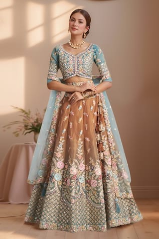 Samyukta Singhania Ombre Zari Embroidered Lehenga Set 