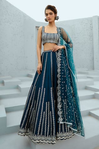 Chamee and Palak Riya Linear Embellished Lehenga Set 