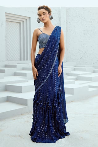 Chamee and Palak Stella Embellished Pre-Draped Saree With Blouse 