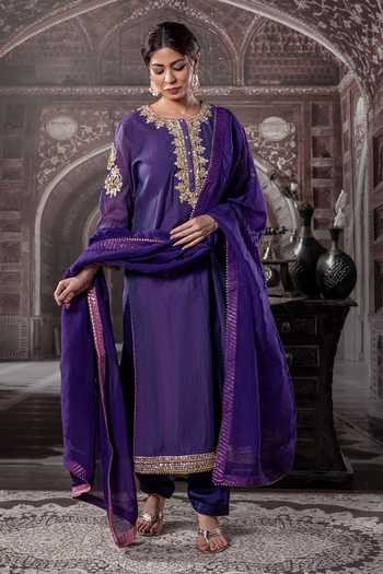 Label Radini Gota Zari Hand Embroidered Kurta Set 