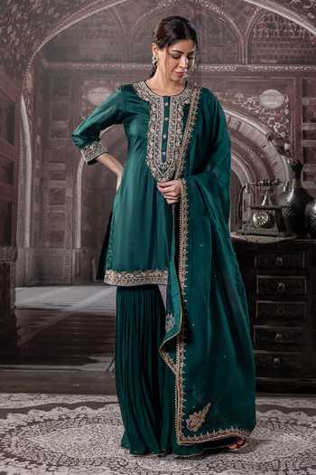 Label Radini Kirandori Embroidered Kurta Gharara Set 