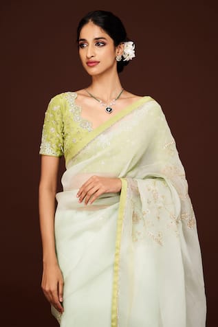ISSA STUDIO BY CHETANA & SWATHI Pistachio Green Embroidered Blouse 