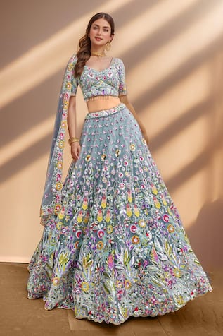 Samyukta Singhania Garden Thread Embroidered Lehenga Set 