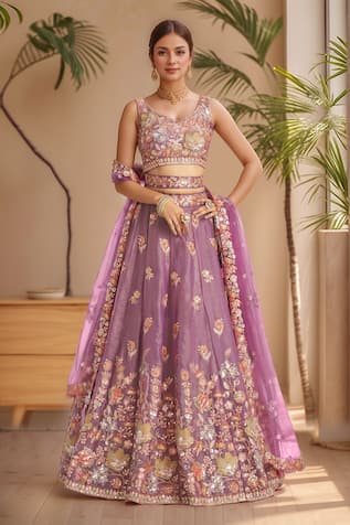 Samyukta Singhania Floral Patchwork Embroidered Lehenga Set 