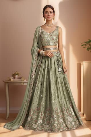 Samyukta Singhania Floral Bloom Embroidered Lehenga Set 