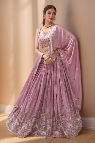 Samyukta Singhania Zari Floral Vine Embroidered Lehenga Set 