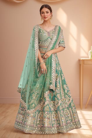 Samyukta Singhania Mughal Zari Embroidered Bridal Lehenga Set 