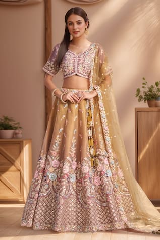 Samyukta Singhania Floral Embroidered Jaali Lehenga Set 