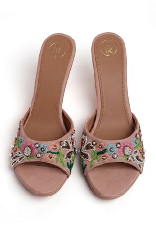 Floral Pearl Embroidered Heels 