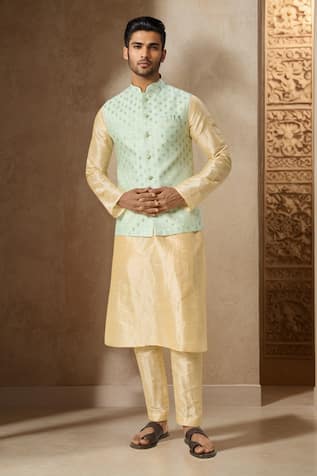 Floral Woven Bundi & Kurta Set 