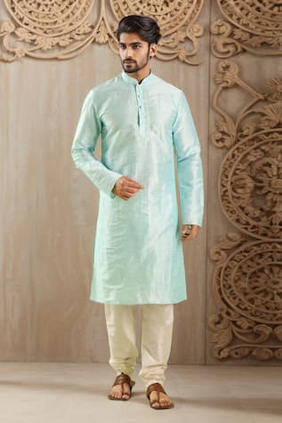 Tonal Embroidered Placket Kurta Set 