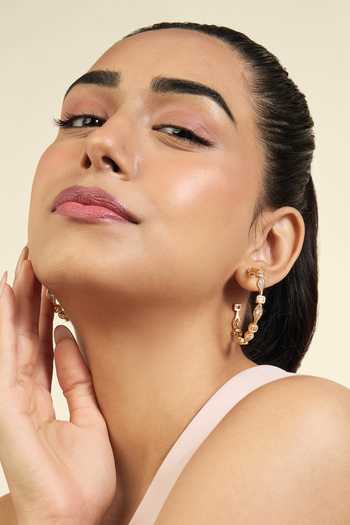 Isharya Crystal Embellished Gold Hoops 