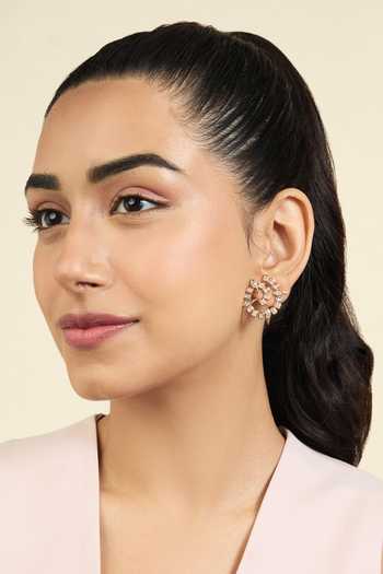 Isharya Stone Embellished Spiral Stud Earrings 