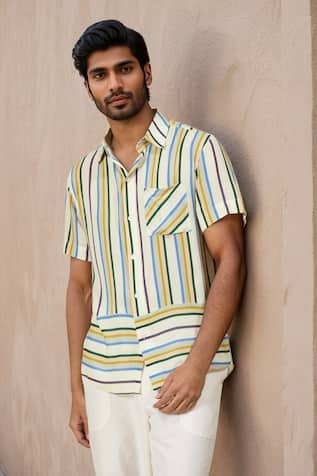 Ewoke White Tencel Stripe Shirt 