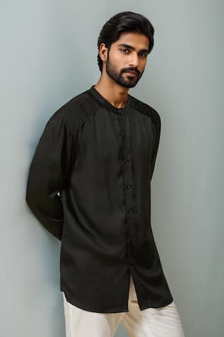 Ewoke Black Tencel Solid Shirt 