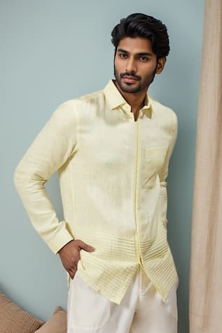 Ewoke Pintucked Hem Off White Shirt 