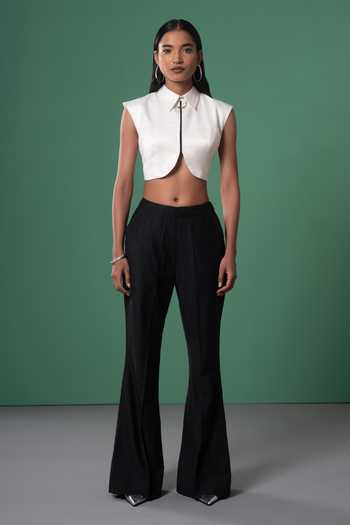 Advait White Cap Sleeve Crop Shirt 