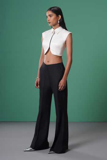 Advait Flared Slit Black Trouser 