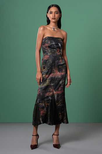 Advait Multi Color Galaxy Print Midi Dress 