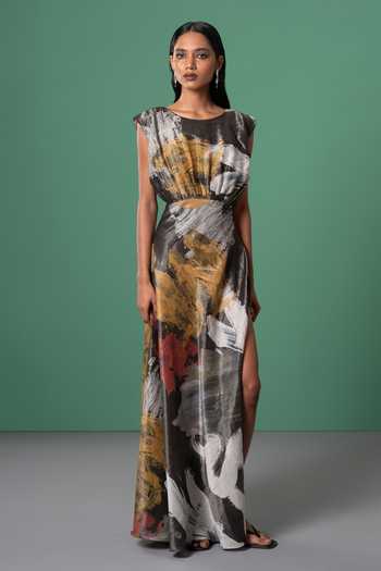 Advait Multi Color Galaxy Print Maxi Dress 