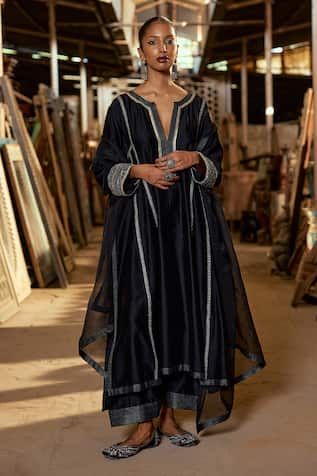 Karishma Khanduja Bareilly Black Placement Embroidered Anarkali Set 