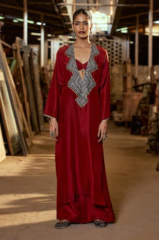 Karishma Khanduja Bareilly Geometric Embroidered Kaftan With Pant 