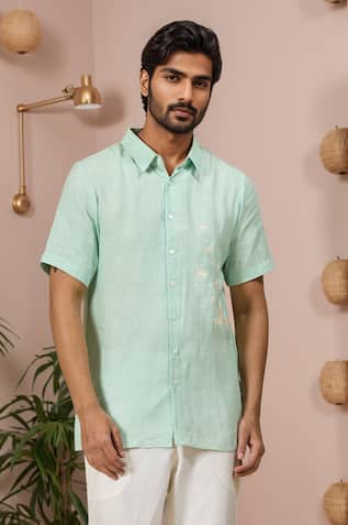 Ewoke Hemp Bird Embroidered Shirt 