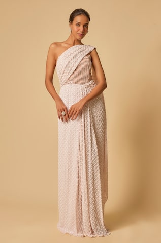 Masumi Mewawalla Corset Embroidered Saree Gown 