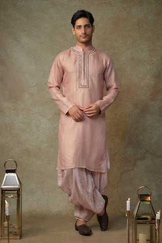 Masumi Mewawalla Embroidered Placket Kurta With Dhoti 