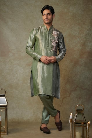 Masumi Mewawalla Sequin Bloom Embroidered Kurta With Pant 