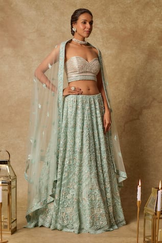 Masumi Mewawalla Gulshan Embroidered Mint Green Lehenga Set 