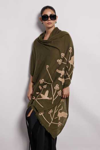 Devina Juneja Bird & Floral Applique Shawl 