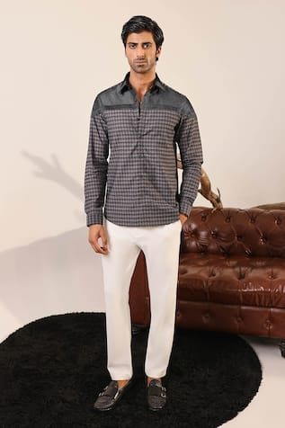 Abkasa Designer Checkered Print Shirt 