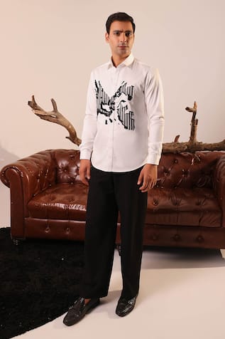 Abkasa Textured Patchwork Bodice Shirt 