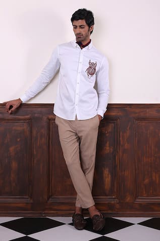 Abkasa Cuthbert Hand Embroidered Motif Shirt 