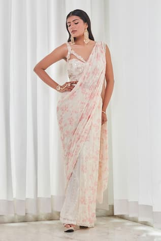 Saaj by Ankita Embroidered Pre-Draped Sharara Saree With Blouse 