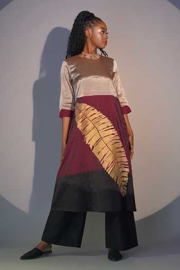 Taika By Poonam Bhagat Banana Leaf Embroidered Tunic & Pant Set 