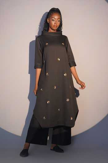 Taika By Poonam Bhagat Beetle Hand Embroidered Black Tunic 