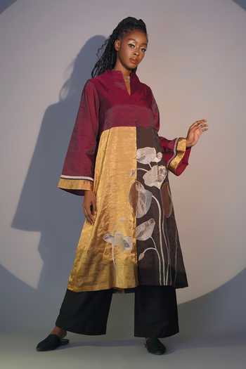 Taika By Poonam Bhagat Lotus Embroidered Tunic & Pant Set 