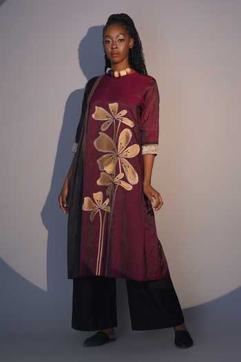 Taika By Poonam Bhagat Floral Embroidered Tunic & Pant Set 