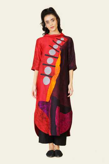 Taika By Poonam Bhagat Geometric Print Dori Embroidered Tunic 