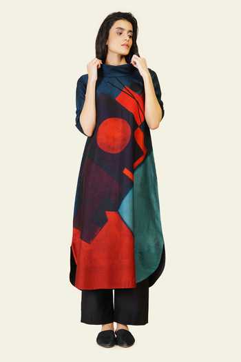 Taika By Poonam Bhagat Multicolor Artwork Print Tunic 