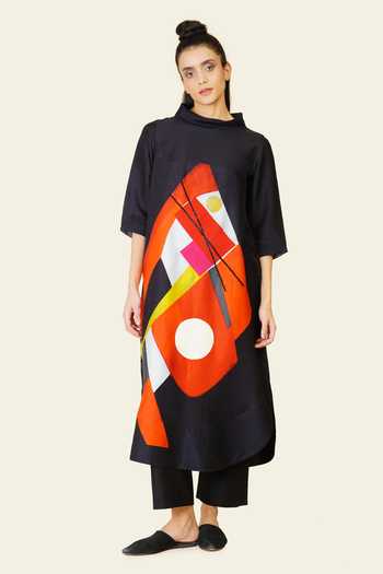 Taika By Poonam Bhagat Multicolor Square Print Tunic 