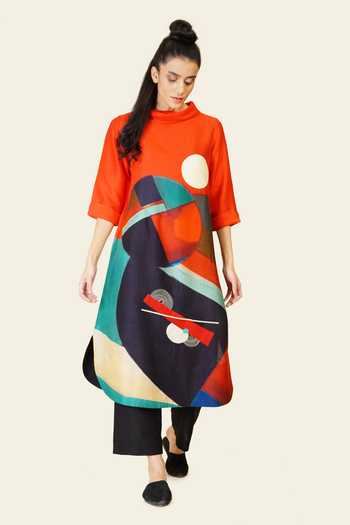 Taika By Poonam Bhagat Multicolor Geometric Print Tunic 