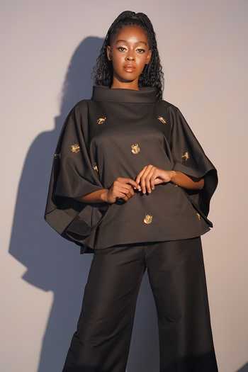 Taika By Poonam Bhagat Beetle Hand Embroidered Kimono Top 
